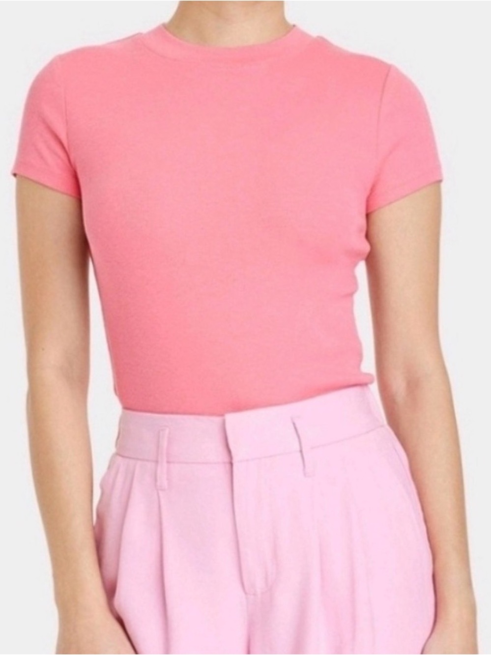 Target A New Day Slim Fit Rib-Knit Short-Sleeve Tee - Cropped